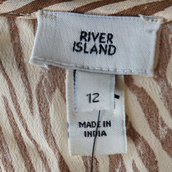 NWT, River Island, Zebra‎ Print Long Sleeve Faux Wrap Dress, Tan, Brown - Picture 6 of 7